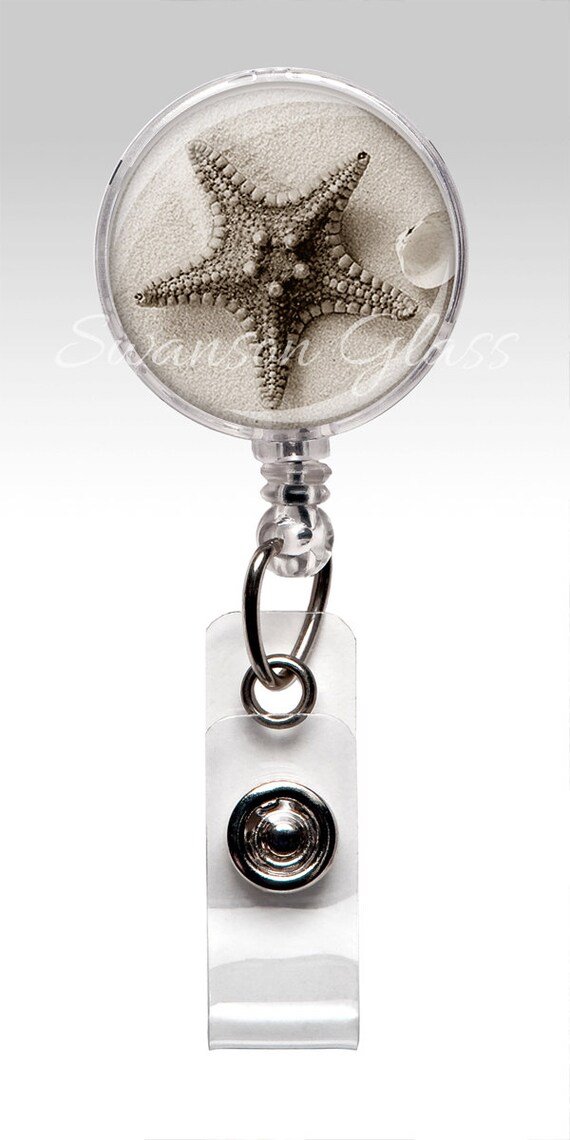 Retractable ID Badge Reel Star Fish Name Badge Holder