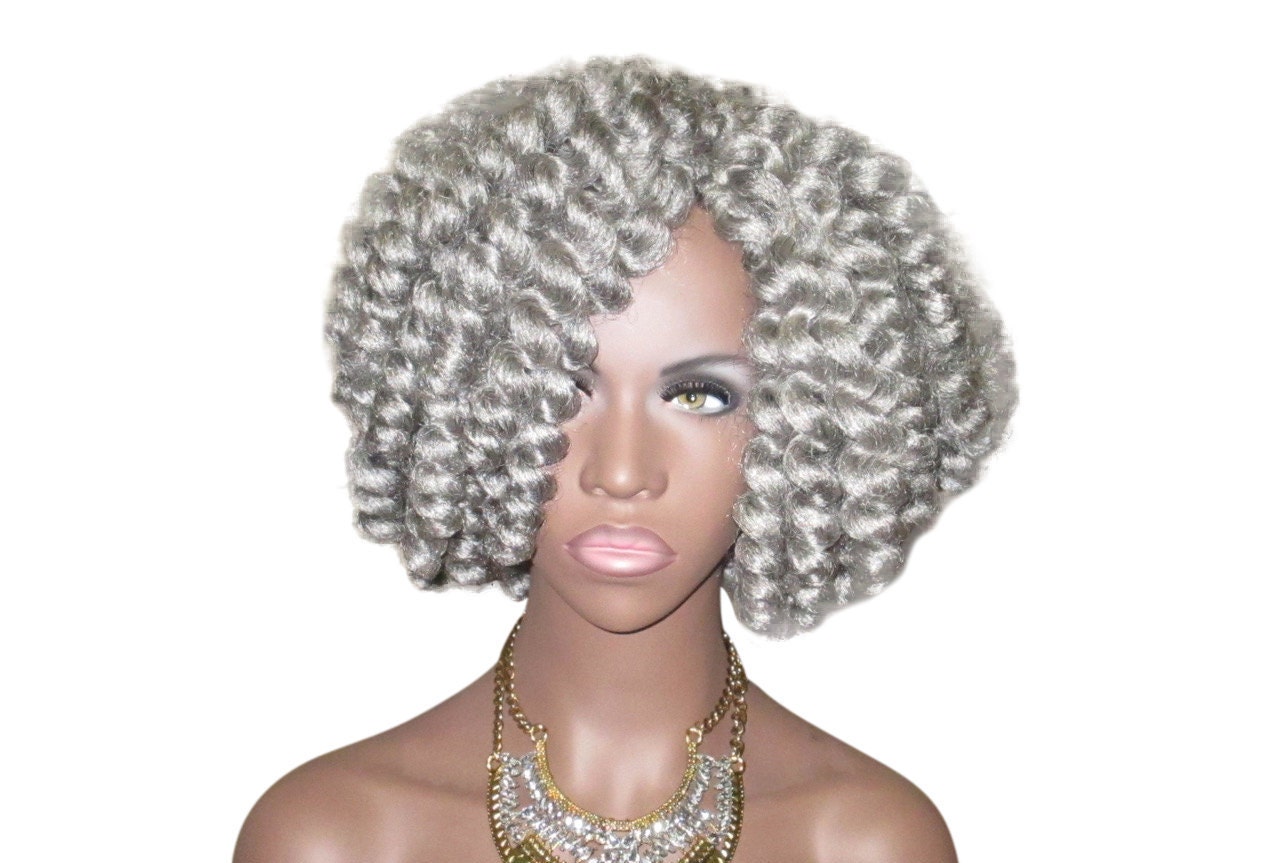 Pretty Gray Kinky Wig 'Miss Maisy' Textured Crochet