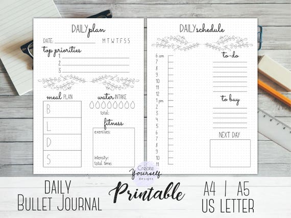 bullet journal printable daily planner bullet journal