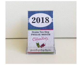 2018 Calendar | 2018 Desk Calendar | 2018 Calendar with Case | 2018 Mini Desk Calendar | Business Card Calendar | Denim