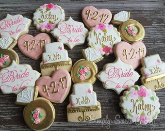 Floral bridal shower cookies (24 cookies)