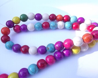 52 round beads smooth howlite 8 mm VYANA-204