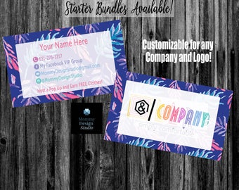 Colorful Watercolor Coral Lilly Inspired Pattern - Business Card - HO Approved Card - HO Color/Font -Bundle Kits Offered - Leggings Business