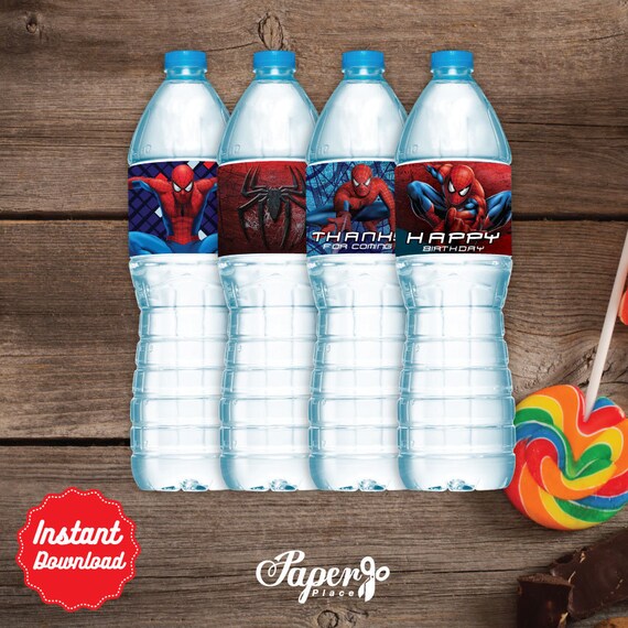 spiderman water labels printable water bottle label