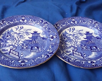 2 Pair Vintage Burleigh Old Willow ‘Willow’ Plates. 210 mm