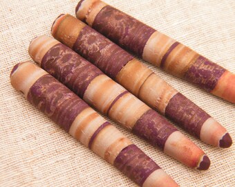 Dusty Plum and Golden Sand - Wildflower Anemone Spear Drop - pendant focal handpainted wildflower seaside seashell rustic (ready to ship)