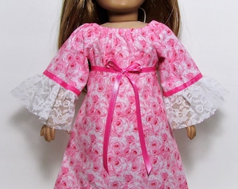 18" Doll Clothes fit American Girl Gypsy Boho Style Bohemian Lacy Peasant Maxi Dress PINK ROSE