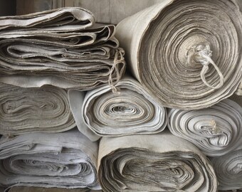 Antique German Hand Spun Linen - 100 Years OLD - Fine, Heavy Upholstering Grade Linen