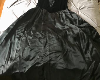 Vintage Gunne Sax Black Velvet and Satin Dress XS