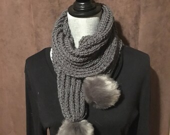 Faux fur pompom scarf