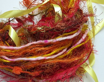 Art Yarn Bundle - Novelty Yarn - 9m - Summer Sparkle - Red and Gold