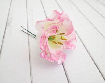 Pink Lisianthus Flower Hair Pin - Eustoma Floral Hair Accessories - Pink Flower Hair Pins - Wedding Flower Hair Accessories - Flower Clips