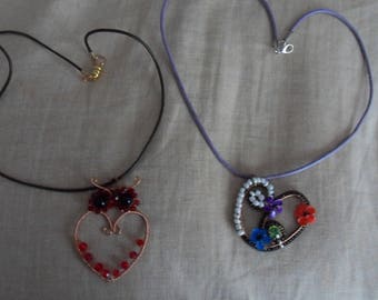 long put necklace heart and OWL