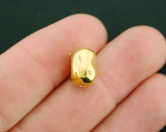 6 Spacer Beads Antique Gold Tone 3D Interesting Assymetrical Pebble Shape 11mm x 10mm x 8mm - GC808