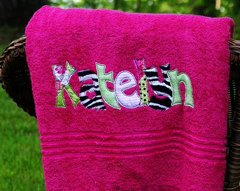 Applique Name Towel Personalized Bath Towel