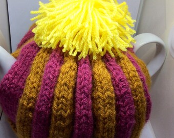 Vintage style teacosy, knitted teacosy, cover for teapot, vintage teacozy, 1970s style teacosy, teacozy, cozy, crochet cosy, tea cosy, knit,