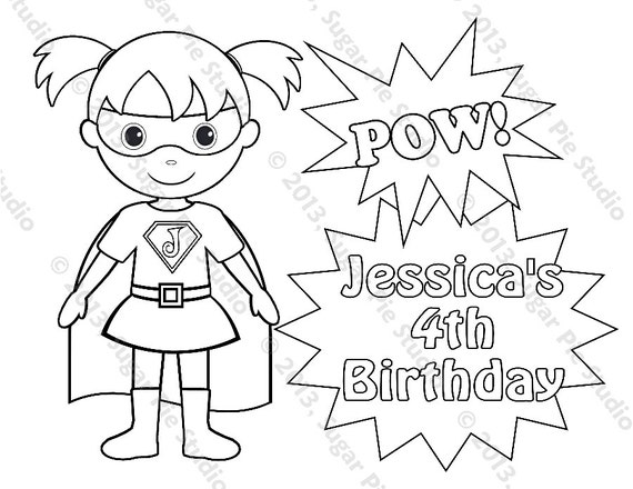 Personalized Printable SuperHero Super hero Girl Birthday