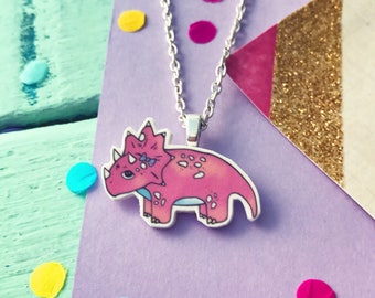 triceratops necklace / cute dinosaur necklace
