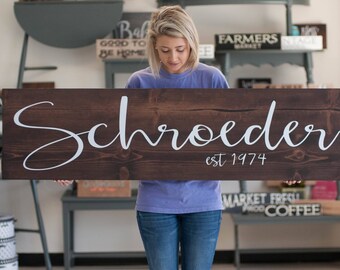 Fathers Day Gift Last Name Sign | Family Name Wood Sign Custom Wedding Gift | Wedding Establish Sign | Family Established Sign 55x18