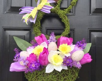 Purple Moss Bunny Wreath