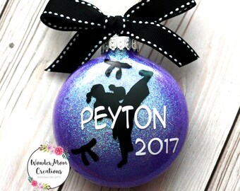 Girl Karate Personalized Ornament; Girl Martial Arts Christmas Ornament; Girl Taekwondo Personalized Ornament; Female Black Belt Ornament