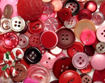 The Red & Pink Button Assortment: A Variety Mix of 150 Vintage to Contemporary Buttons