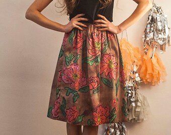 The Poppy Peony Print Midi Skirt