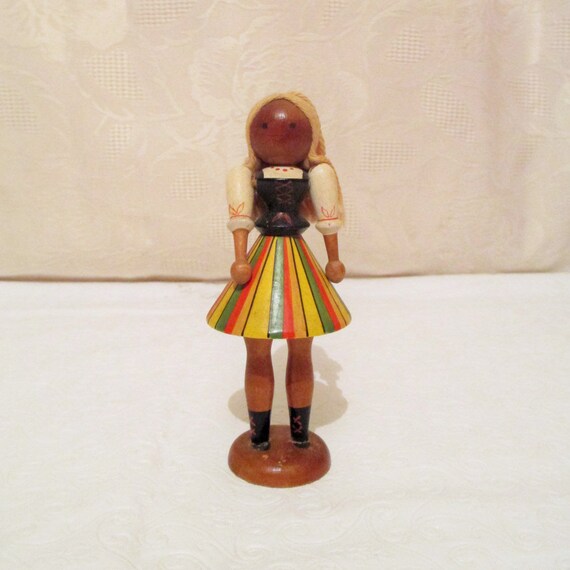 Wooden Doll Figurine Poland Wood Doll Vintage Polish Girl