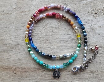 Rainbow Necklace of Czech glass beads