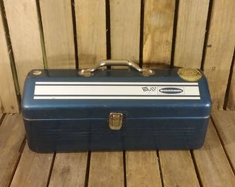 Blue Metal Toolbox, Vintage Toolbox, Metal Toolbox