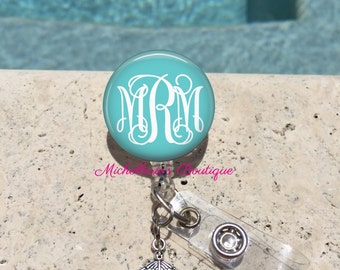 Retractable Badge Holder, Personalized Badge Reels, Monogram Badge Reel, Doctor Badge Reels, Nurse badge Reels, RN BSN, LPN, Medical,MB361