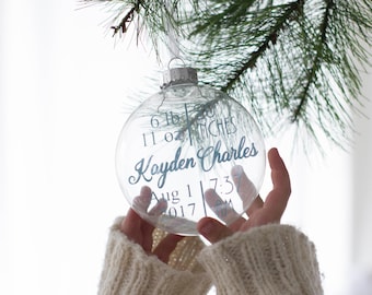 Newborn Ornament - Birth Stats Ornament - Birth Ornament - Birth Announcement - Babys First Christmas Ornament - Personalized Christmas Gift
