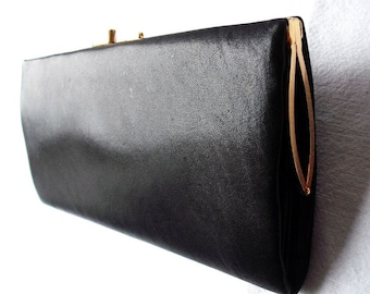 70er Big Portemonnaie oder Clutch / Kunstleder + Messing