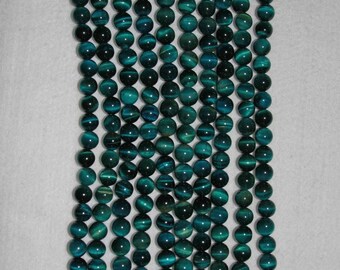 Cats Eye, Teal Cats Eye, Dyed Cats Eye, Round Smooth Bead, Teal Bead, Natural Stone, Semi Precious, Full Strand, 10 mm, AdrianasBeads