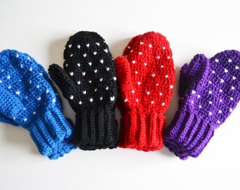 Chunky Crochet Heart Mittens