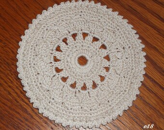 Crocheted Ecru-Color Doily (e18)