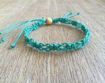 SoBe, Hemp Anklet, Braided Anklet, Macrame Anklet, Surfer Anklet, Hemp Bracelet, Beach Anklets, Macrame Bracelet, Turquoise HA001026