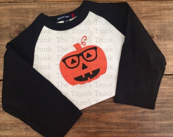 Hipster Pumpkin | Halloween | Fall | Pumpkin Patch t-shirts and raglan shirts