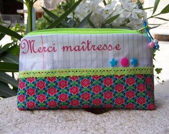 Kit"teacher thank you" in laminated cotton