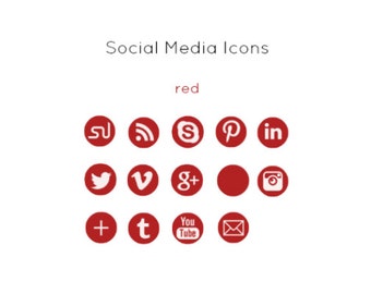 Red Social Media Icons - Instant Download