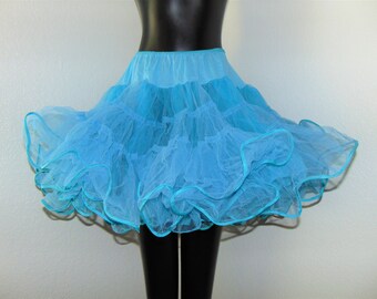 Vintage 1960s Aqua colored Crinoline Petticoat by Malco Modes in size Petite