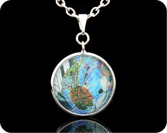 Geology necklace - Gabbro from Huntly, Scotland rock thin section Pendant (P43)