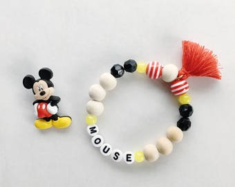 Personalized Mickey Mouse Bracelet, Disney Jewelry, Disney Bracelet, Mickey Mouse