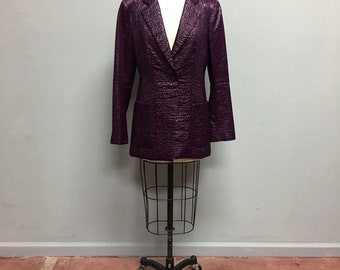 Nanette Lenore Purple Crinkled Nylon/Wool Jacket Size 10 US