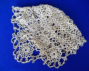 Antique pre 1920's Tatted Baby Bonnet as-is