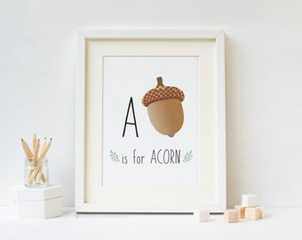 A is for Acorn - Woodland Alphabet Print