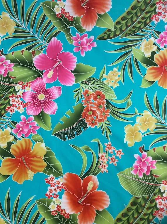 Hawaiian Print Cotton Fabric (Yardage Available) from originalsbyhitomi