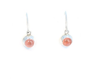 RHODOCHROSITE Round Earrings Sterling Leverback NewWorldGems