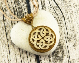 Celtic Knot - Knotwork Necklace - Bronze, Champagner, Earthtone, Silk