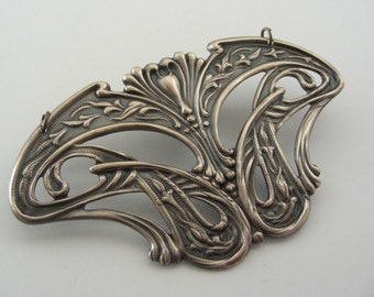 Art Nouveau Pendant - Vintage Brass - DIY Necklace